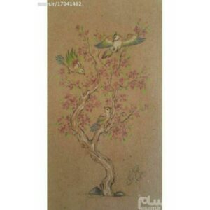 Миниатюра «Дерево и птицы» (гуашь и акварель)