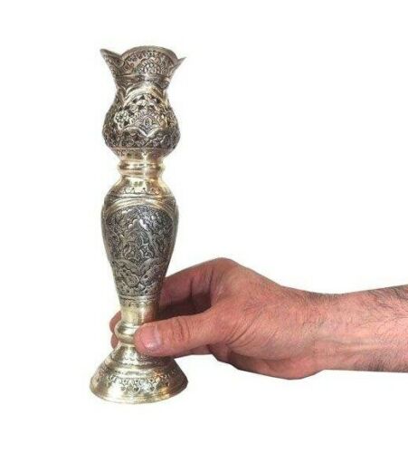 Иранский гравированный латунный подсвечник