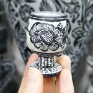 Кофейная пара из камня ручной работы с цветочным узором (2 предмета)