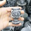 Кофейная пара из камня ручной работы с цветочным узором (2 предмета)