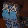 Серьги макраме с кисточками «Треугольник» (синие)
