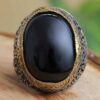 Мужское серебряное кольцо с агатом — чёрный утончённый стиль