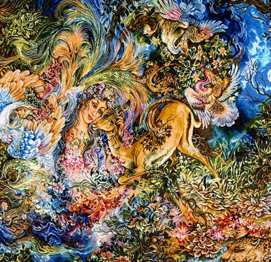 Персидский настенный ковер ручной работы из Тебриза «Дайере-е Хаستی»