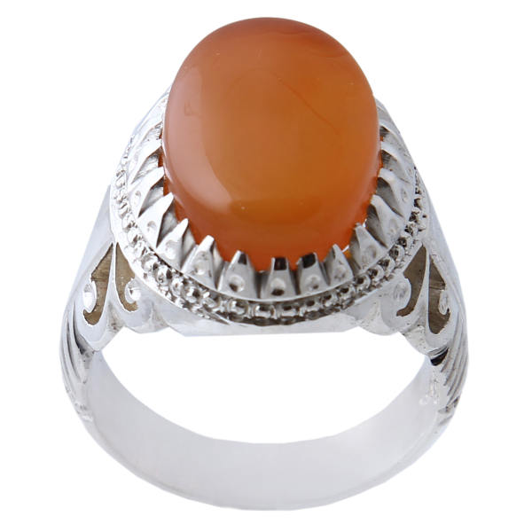 Серебряное кольцо с йеменским акиком (модель 54105, красное)