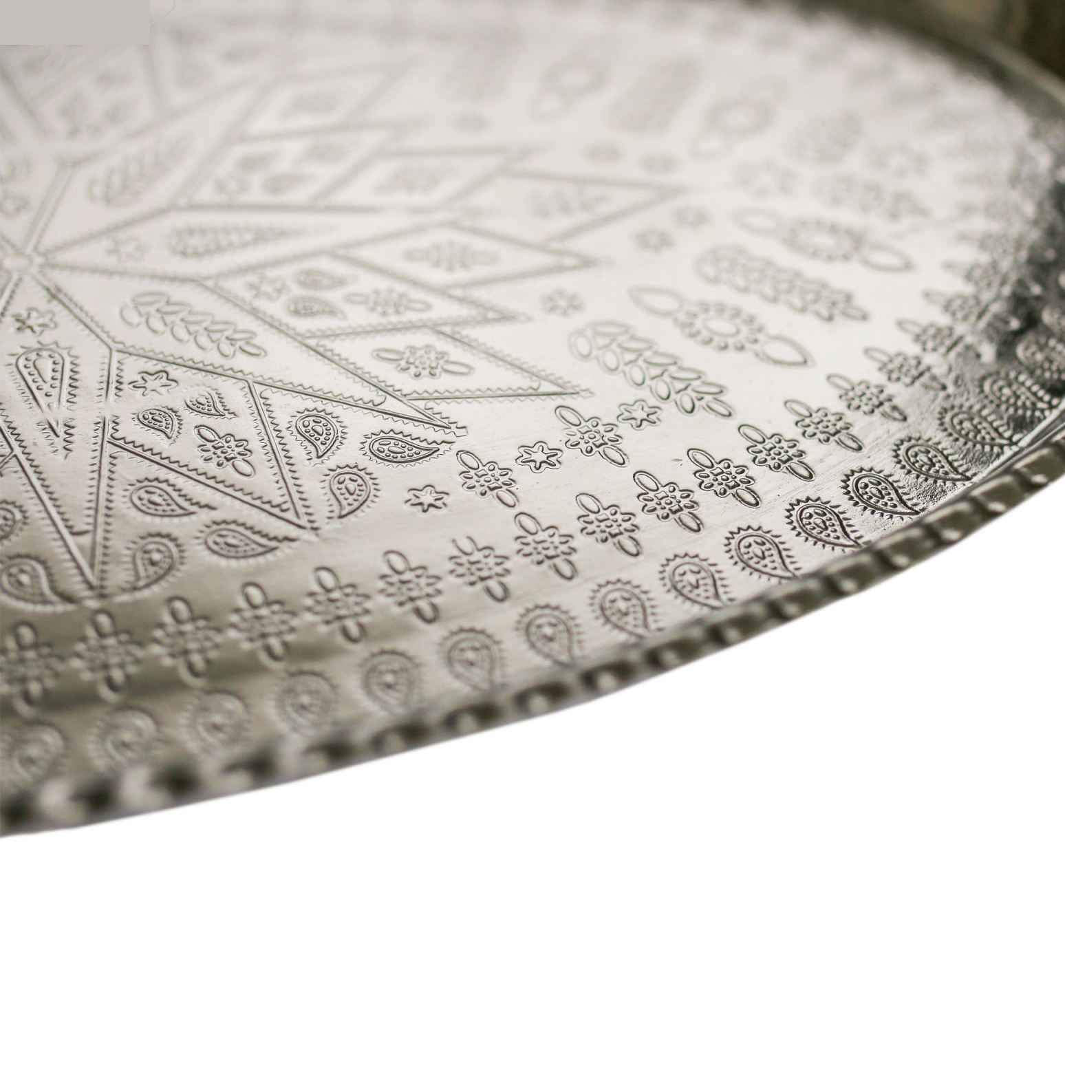 Персидский медный поднос Silveri — Яркая геометрическая гравировка