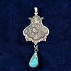 Персидская серебряная подвеска с гравировкой и бирюзой