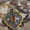 Персидский серебряный кулон с резьбой и агатовым камнем