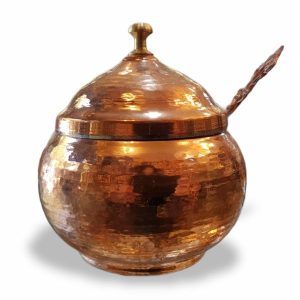 Кованая медная банка для хранения (с ложкой)