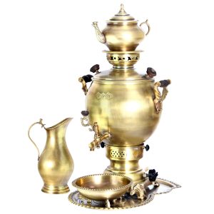 Классический газовый самовар из золотистой латуни, 6 л