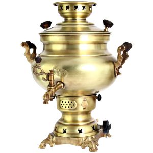 Классический газовый самовар из золотистой латуни, 8 л