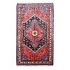 Персидский ковер ручной работы (Хамадан, цветочный, геометрический медальон) — красная шерсть