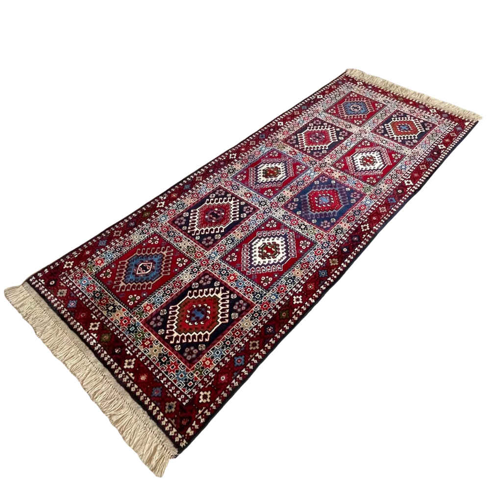 Ковровая дорожка (Бахтиари, Атила, 2м, панельный узор) — красная шерсть