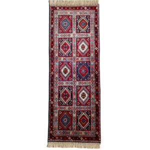 Ковровая дорожка (Бахтиари, Атила, 2м, панельный узор) — красная шерсть
