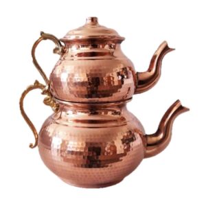 Медный двойной чайник (набор) с чеканкой «Садаф»