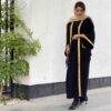 Черная абая с воздушными рукавами из мягкого крепа