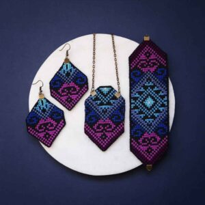 Персидские вышитые ожерелье, браслет и серьги, модель Вания