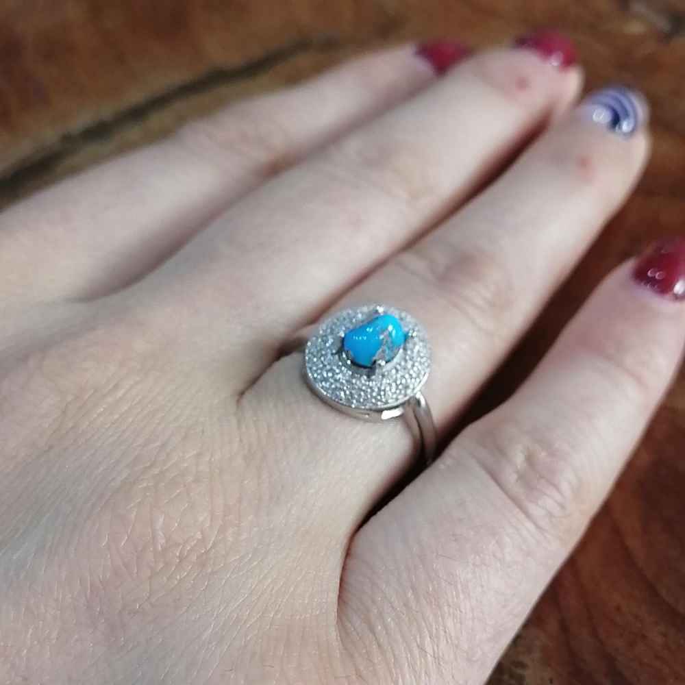 Серебряное кольцо «Фарния» с бирюзой из Нейшабура