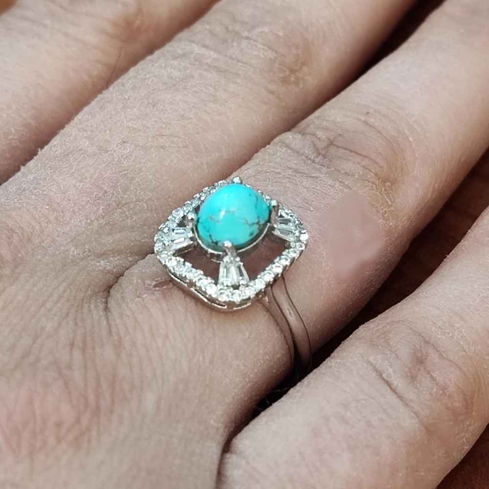 Персидское серебряное кольцо «Фатима» с бирюзой