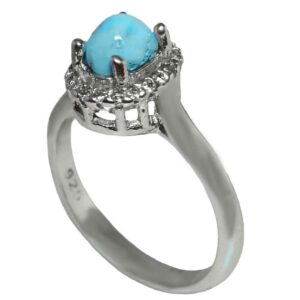 Серебряное кольцо «Махса» с бирюзовым камнем Нейшабура