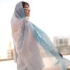 Кремовый хлопковый шарф с каллиграфией «Валл»