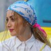 Белый мини-платок с абстрактным узором «Сепид»