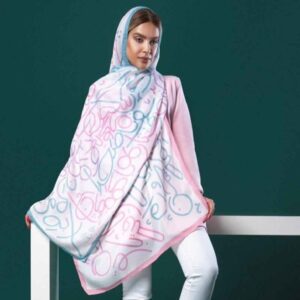 Хлопковый шарф «Сохан» с каллиграфией (белый)