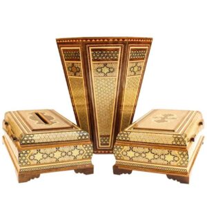 Персидская корзина для мусора и коробка для салфеток – золотой хата́мкари