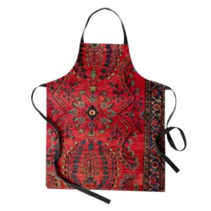 Льняной кухонный фартук «Фарш» (красный)