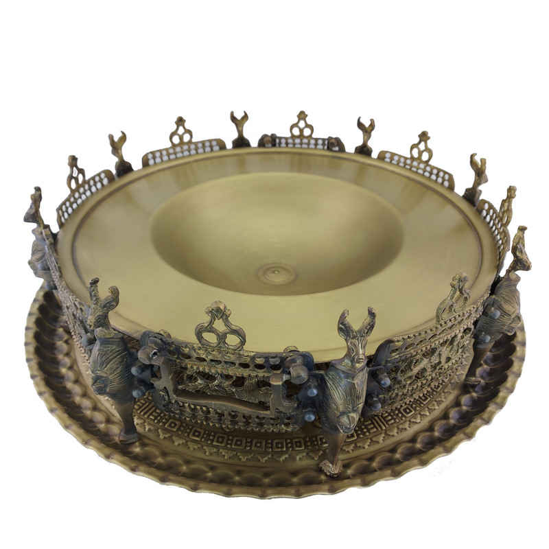Латунная бахурница «Цветы и птицы» с гравировкой