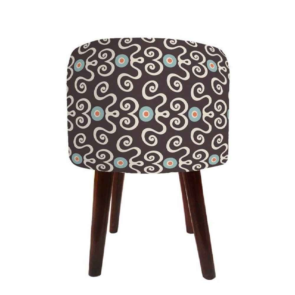 Круглый бархатный пуф «Королевский» на деревянных ножках (черный)