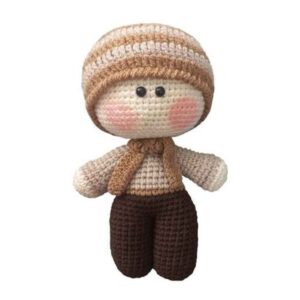 Кукла амигуруми «Шоколадный мальчик» — коричневая пряжа