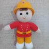 Кукла амигуруми «Пожарный» — красная мягкая игрушка