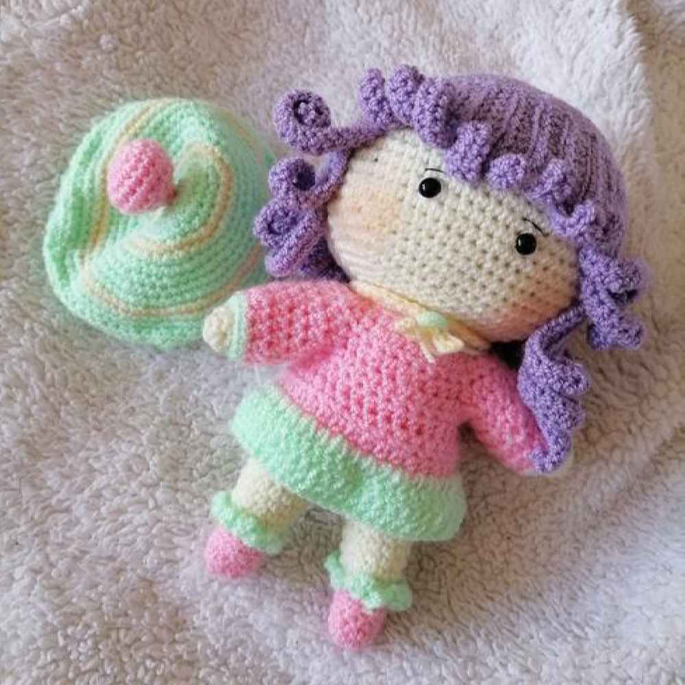 Кукла амигуруми «Маленькая девочка» — розовая ручная вязка