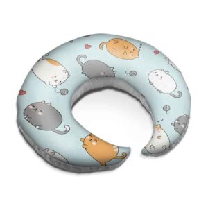 Синяя велюровая подушка для кормления «Кошки» (2 шт.)