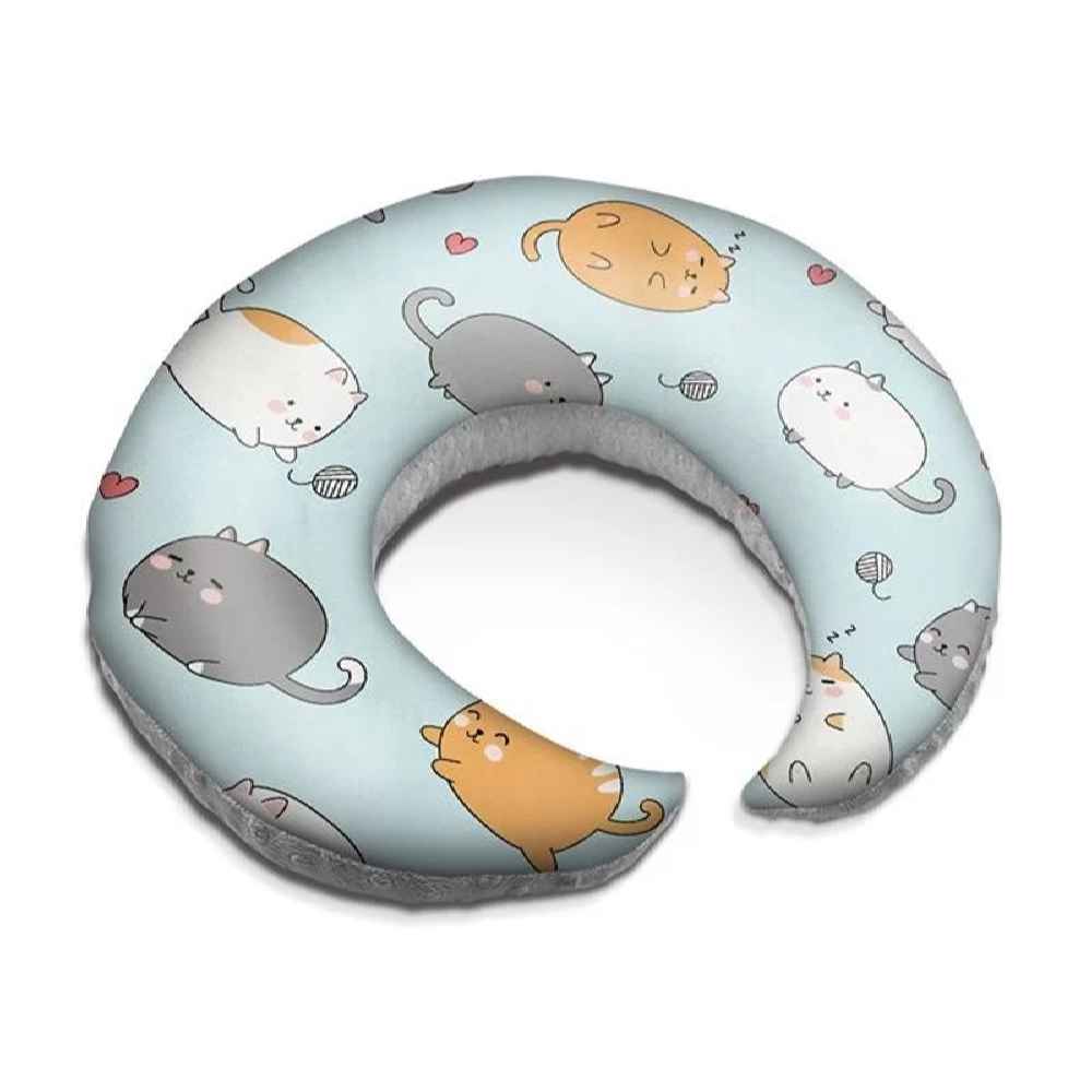 Синяя велюровая подушка для кормления «Кошки» (2 шт.)