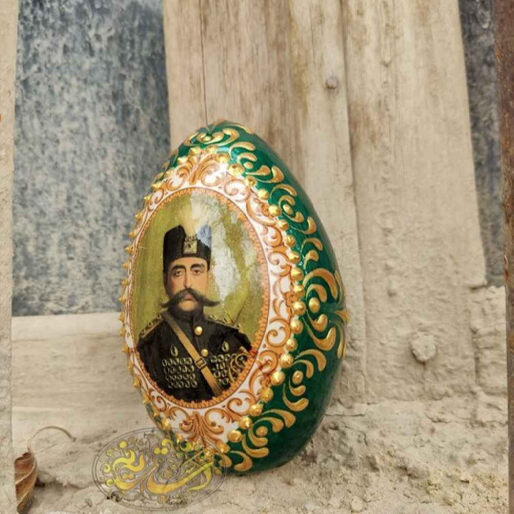 Зеленое декоративное яйцо «Шах Аббаси» с узором пейсли