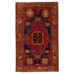 Винтажный ковер (Ардабиль, Негар, геометрический орнамент) — оранжевая шерсть