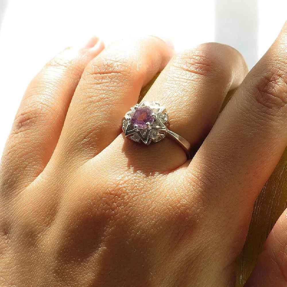Серебряное кольцо с аметистом «Сетарех» (Звезда)