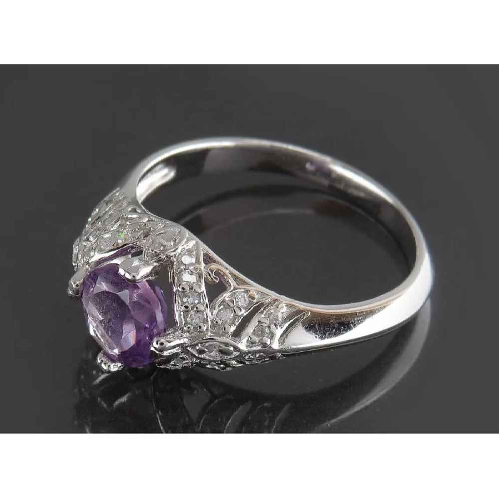 Серебряное кольцо с аметистом «Сахар» (Рассвет)