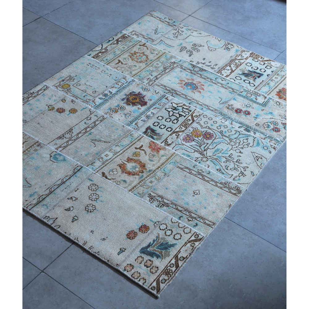 Современный синий ковёр-пэчворк «Амиран» ( Area Rug)