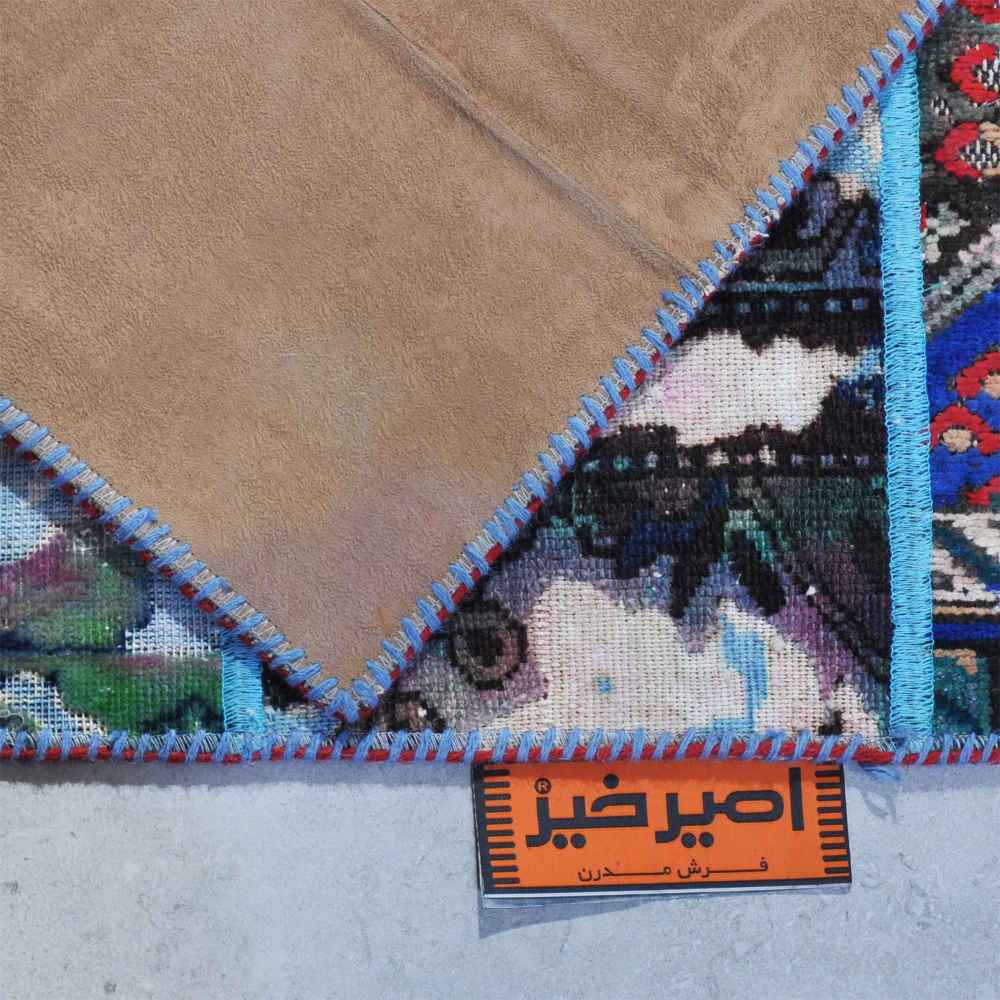 Современный синий ковёр-пэчворк «Амирхиз» (Area Rug)