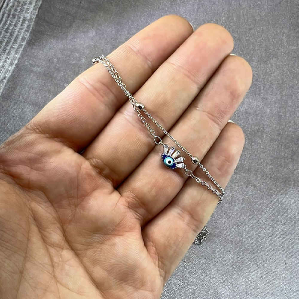 Серебристый многослойный анклет «Махта» (сталь)