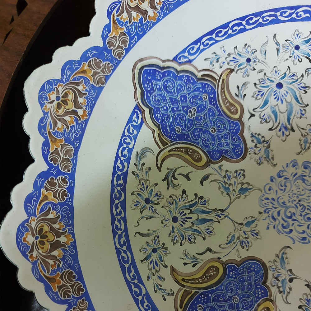 Синяя медная тарелка минакари «Тазхиб»