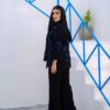 Иранский комплект «Ханис»: синее манто и брюки со льном