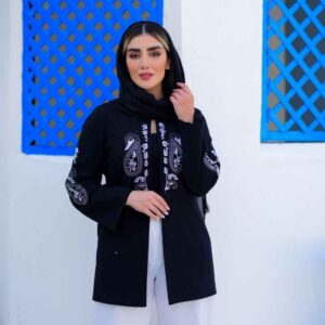 Черное льняное манто «Нура» — Узор Пейсли