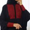 Черная абая «Бабочка» с геометрической вышивкой