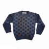 Детский вязаный свитер «Парасто» (тёмно-синий, клетка)