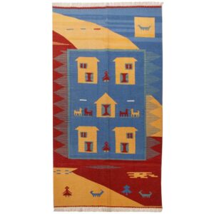Персидский шерстяной килим «Каджари», синий