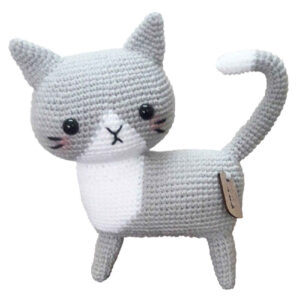 Вязаная игрушка Амигуруми «Маленькая кошка» — серый хлопок