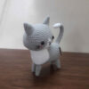 Вязаная игрушка Амигуруми «Маленькая кошка» — серый хлопок